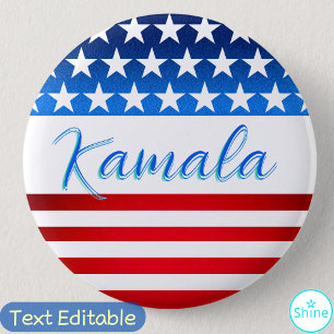 Kamala Harris Kampanj SWAG US Flagga Elegant Scrip Knapp