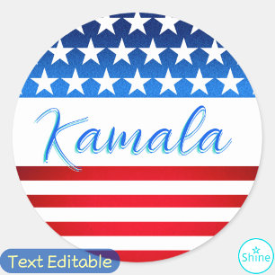 Kamala Harris Kampanj SWAG US Flagga Elegant Scrip Runt Klistermärke