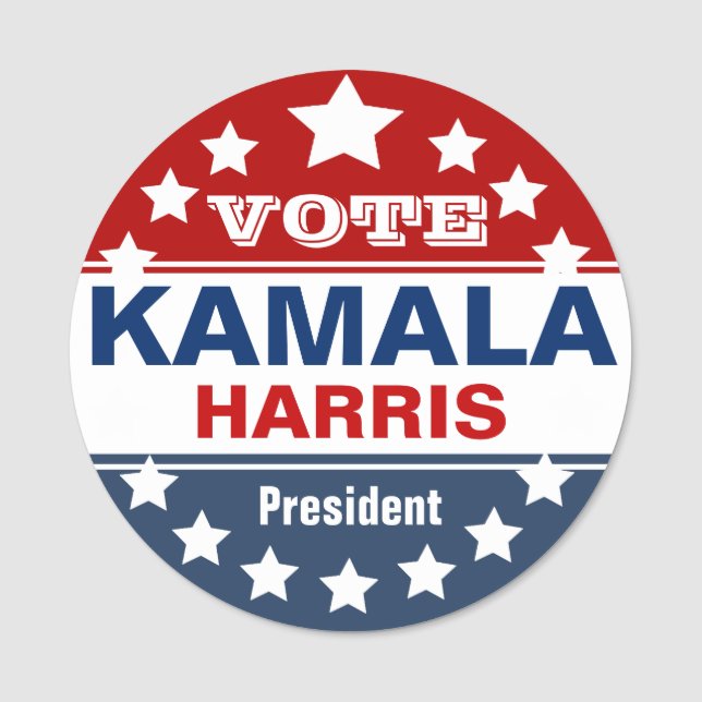 Kamala Harris Kampanj Template Namnbricka (Framsida)