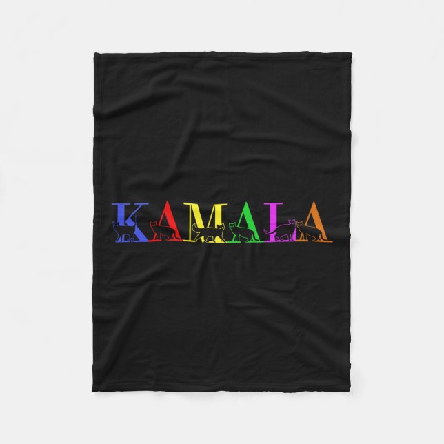 Kamala Harris Lgbt Cute Postive Cat Lettering Font Fleecefilt (Framsidan)