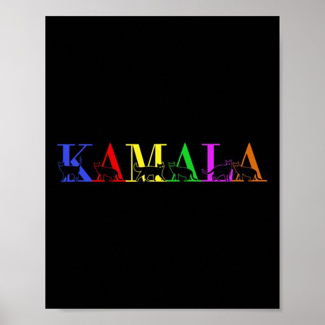 Kamala Harris Lgbt Cute Postive Cat Lettering Font Poster (Framsidan)