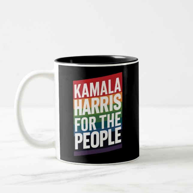 Kamala Harris LGBTQ Gay pride Lesbisk Funny Gift Två-Tonad Mugg (Vänster)