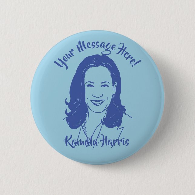 Kamala Harris Line Art Anpassningsbar Text Knapp (Framsida)
