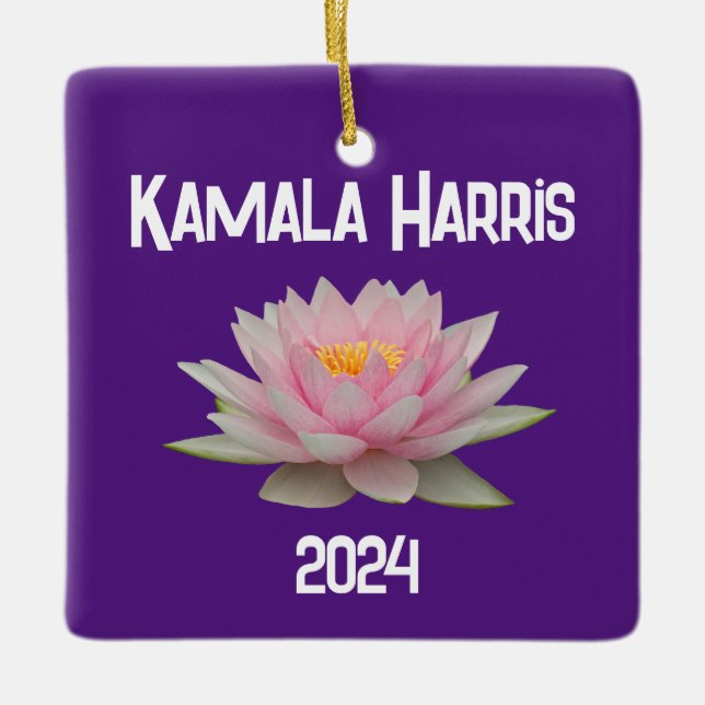 Kamala Harris Lotus 2024 Julgransprydnad Keramik (Framsida)
