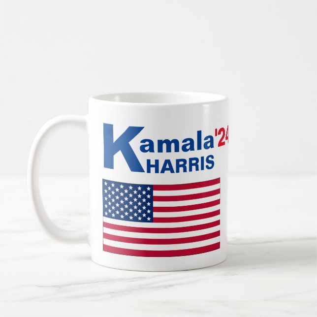 Kamala Harris med amerikansk flagga Kaffemugg (Vänster)