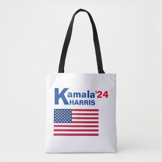 Kamala Harris med amerikansk Flagga Tygkasse (Framsida)