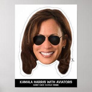 KAMALA HARRIS MED AVIATORER CUTOUT MASK POSTER