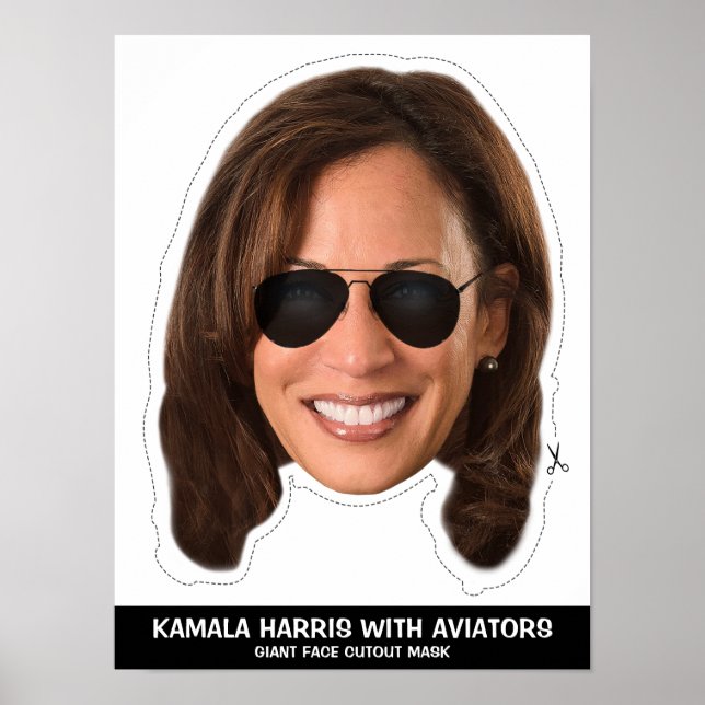 KAMALA HARRIS MED AVIATORS CUTOUT MASK POSTER (Framsidan)