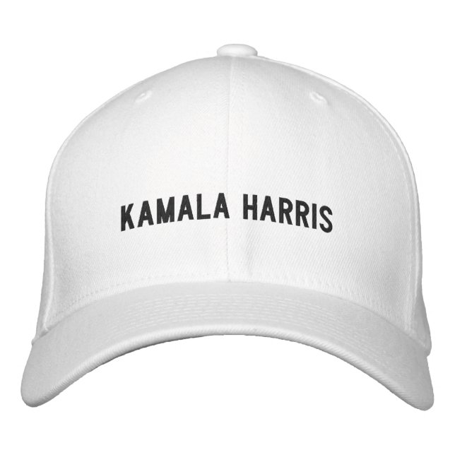 Kamala Harris minimalistisk typografi svart vit Broderad Keps (Framsida)