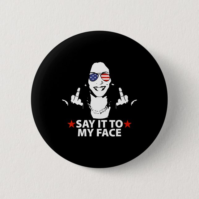Kamala Harris Mitten Finger säger det till min Ans Knapp (Framsida)