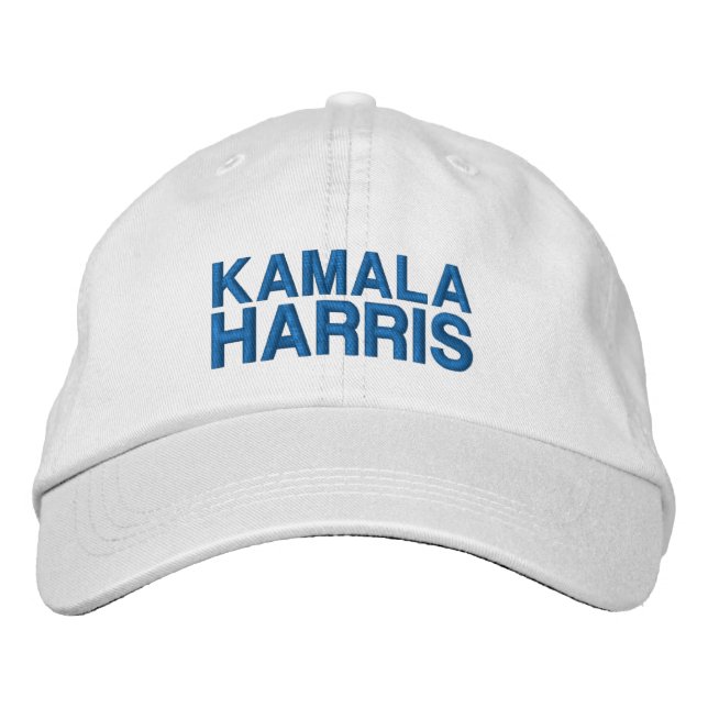 Kamala Harris modern blå typografi anpassad Broderad Keps (Framsida)