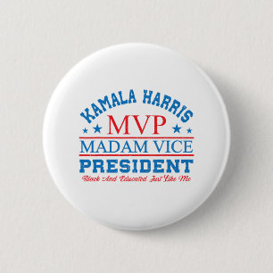 Kamala Harris Mvp (Vice, president Black och E) Knapp