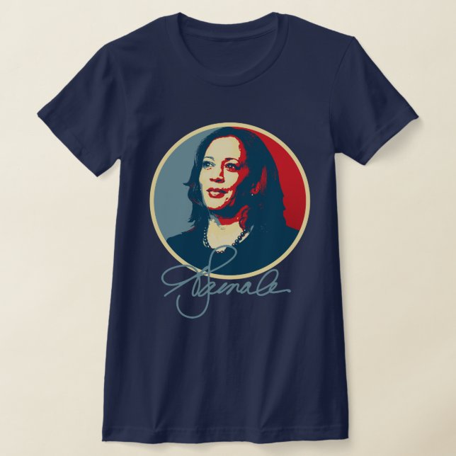 Kamala Harris Namnteckning Porträtt T Shirt (Laydown)