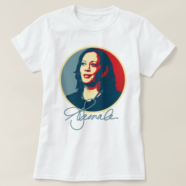 Kamala Harris Namnteckning Porträtt T Shirt (Design framsida)