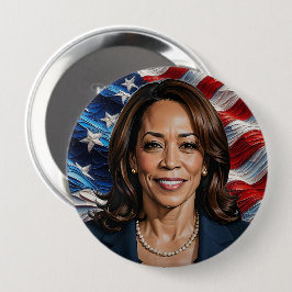 Kamala Harris och American Flagga Knapp