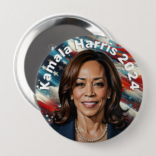 Kamala Harris och American Flagga Knapp