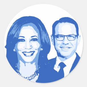 Kamala Harris och Josh Shapiro Runt Klistermärke