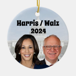 Kamala Harris och Tim Walz 2024 Julgransprydnad Keramik