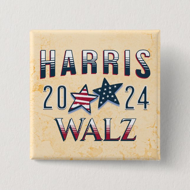 Kamala Harris och Tim Walz 2024 Knapp (Framsida)