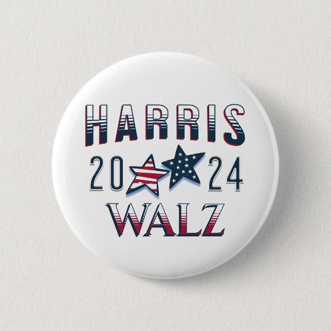 Kamala Harris och Tim Walz 2024 Knapp (Framsida)