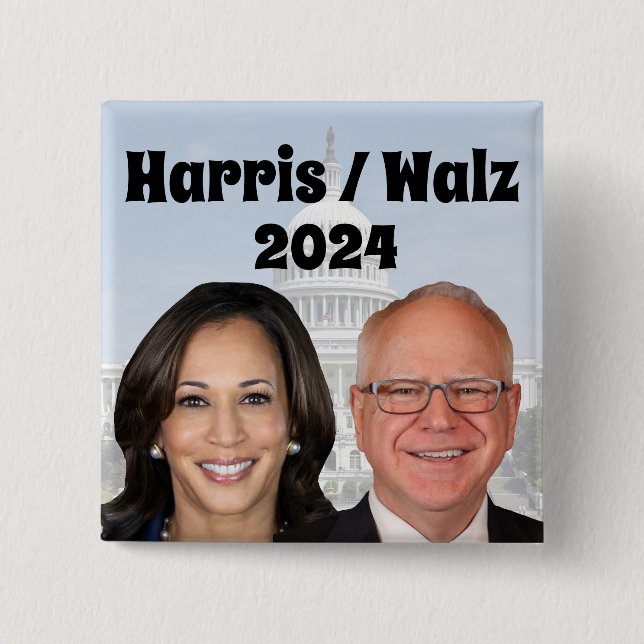Kamala Harris och Tim Walz 2024 Knapp (Framsida)