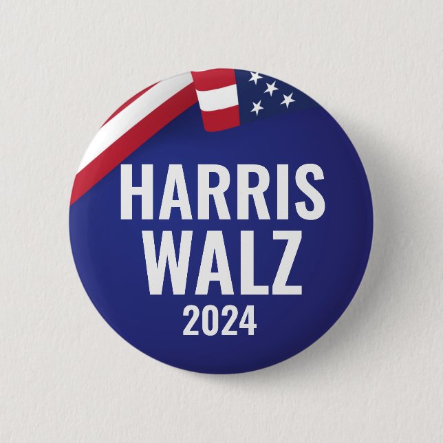 Kamala Harris och Tim Walz 2024 Knapp (Framsida)