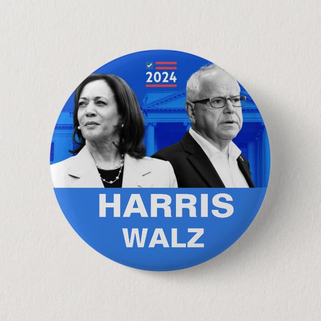 Kamala Harris och Tim Walz 2024 Knapp (Framsida)