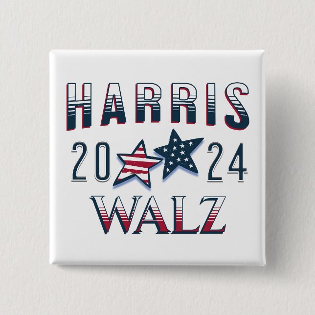 Kamala Harris och Tim Walz 2024 Knapp (Framsida)