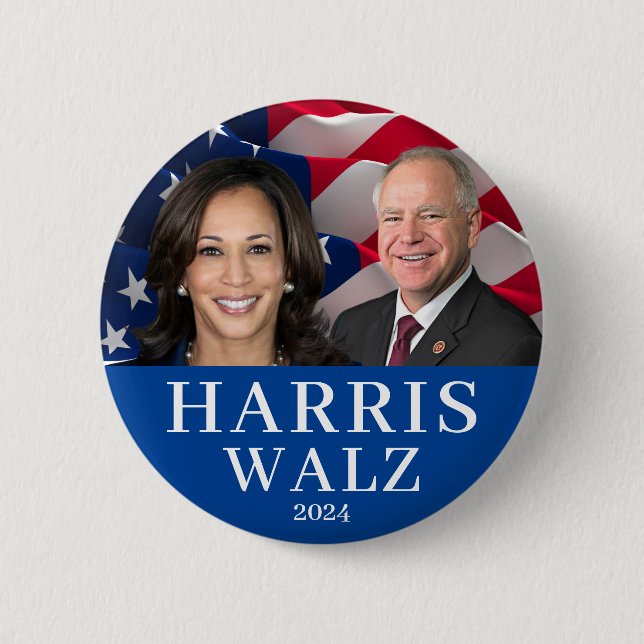 Kamala Harris och Tim Walz 2024 Knapp (Framsida)