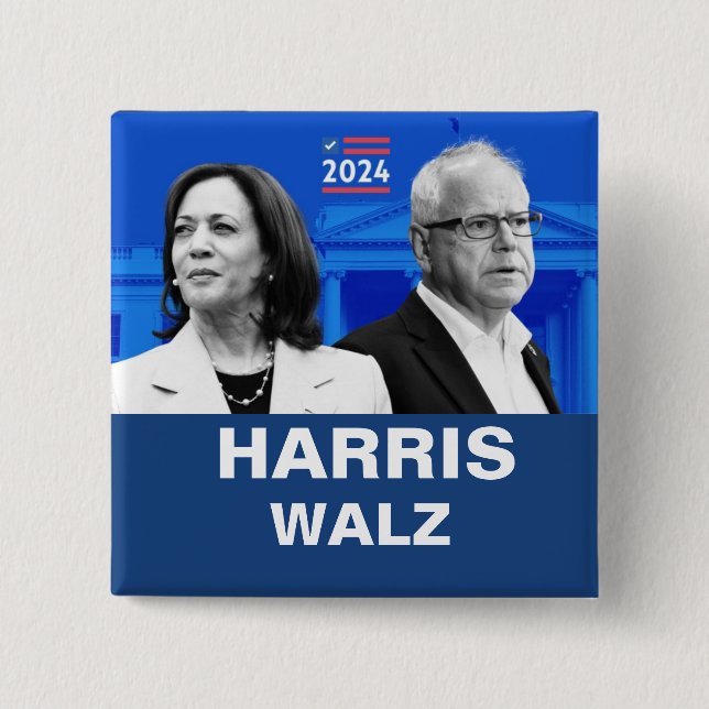 Kamala Harris och Tim Walz 2024 Knapp (Framsida)