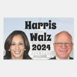 Kamala Harris och Tim Walz 2024 Rektangulärt Klistermärke