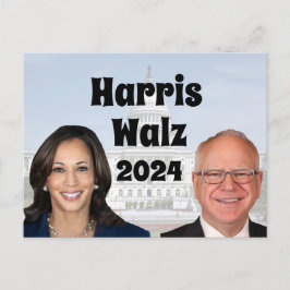 Kamala Harris och Tim Walz 2024 Vykort