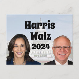 Kamala Harris och Tim Walz 2024 Vykort