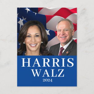 Kamala Harris och Tim Walz 2024 Vykort
