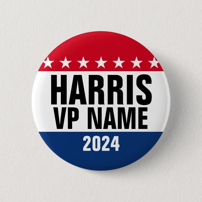 Kamala Harris och Vice Pres 2024 - Classic Design Knapp (Framsida)
