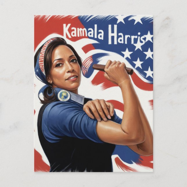 Kamala Harris Patriotic Vykort (Framsida)