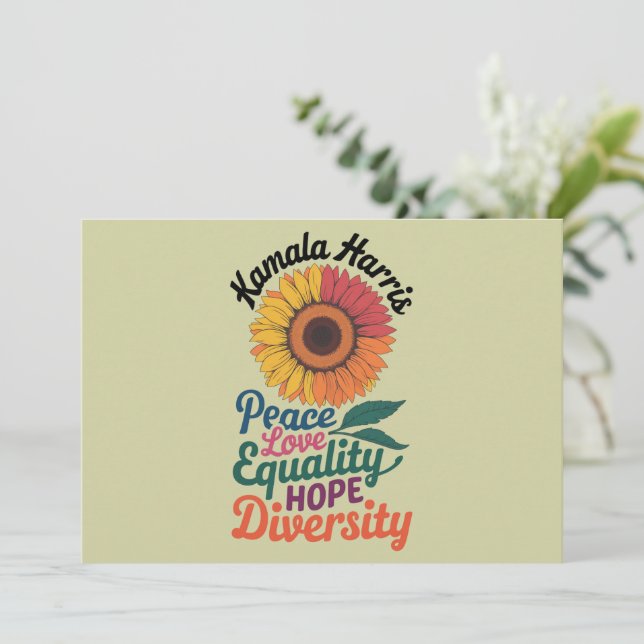 Kamala Harris Peace Kärlek Equality Hope Diversity Inbjudningar (Stående Fram)
