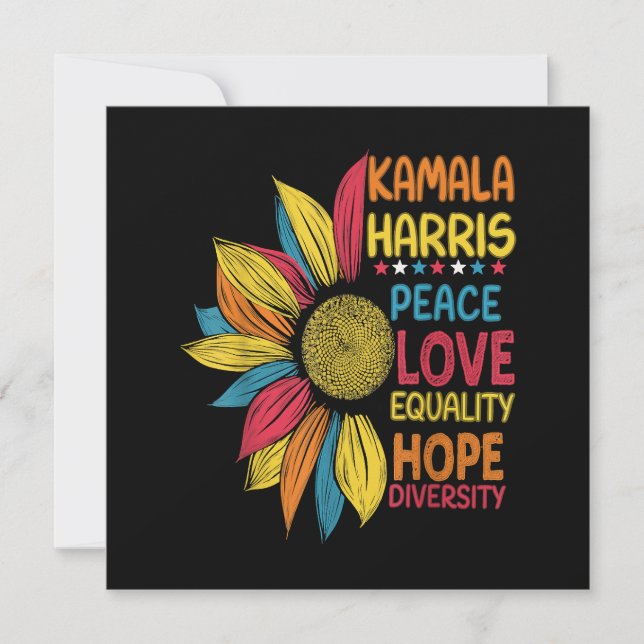 Kamala Harris Peace Kärlek Equality Hope Diversity Inbjudningar (Framsida)