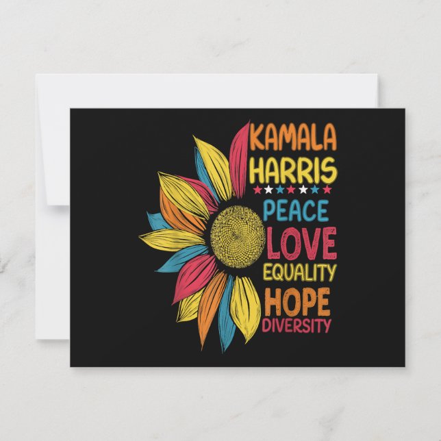 Kamala Harris Peace Kärlek Equality Hope Diversity Julkort (Framsida)