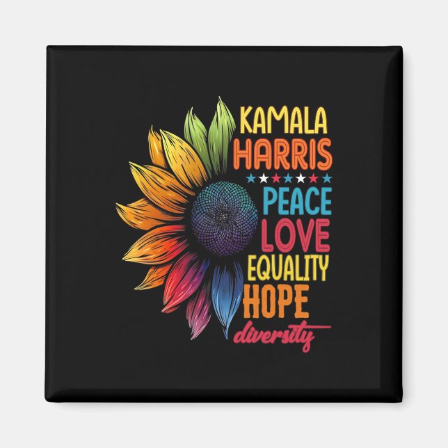 Kamala Harris Peace Kärlek Equality Hope Diversity Magnet (Framsidan)