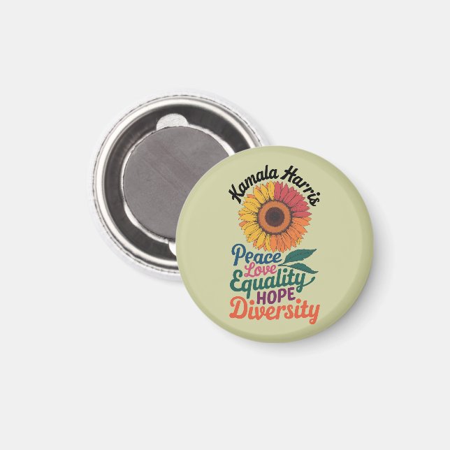 Kamala Harris Peace Kärlek Equality Hope Diversity Magnet (Front/Back)