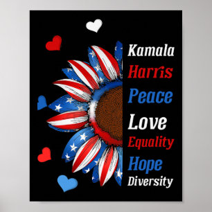 Kamala Harris Peace Kärlek Equality Hope Diversity Poster