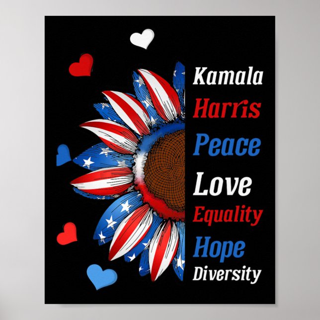 Kamala Harris Peace Kärlek Equality Hope Diversity Poster (Framsidan)