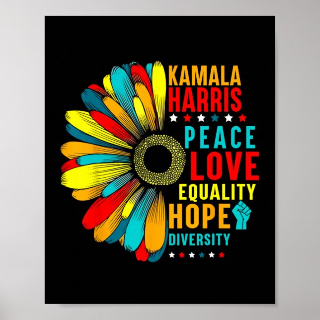 Kamala Harris Peace Kärlek Equality Hope Diversity Poster (Framsidan)