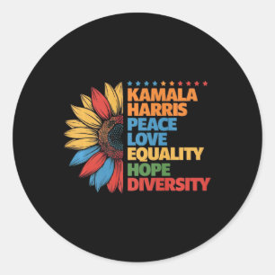 Kamala Harris Peace Kärlek Equality Hope Diversity Runt Klistermärke