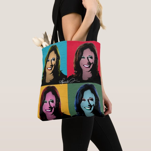 Kamala Harris Pop Art Painting Tygkasse (Närbild)