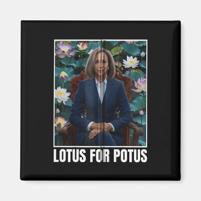 Kamala Harris Porträtt Lotus for Potus Z Magnet (Framsidan)