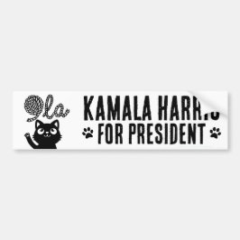 Kamala Harris President 2024 Comma La Cat and Yarn Bildekal