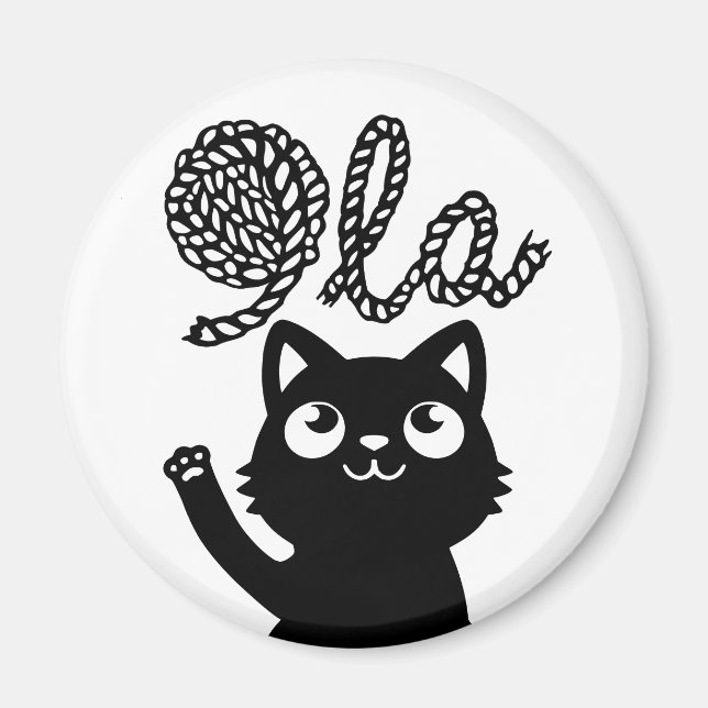 Kamala Harris President 2024 Comma La Cat and Yarn Magnet (Framsidan)