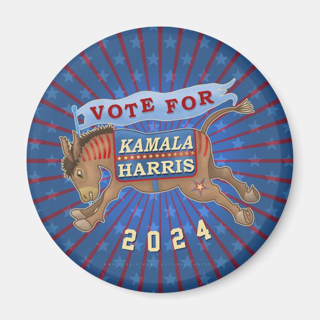 Kamala Harris President 2024 Democrat Donkey Magnet (Framsidan)